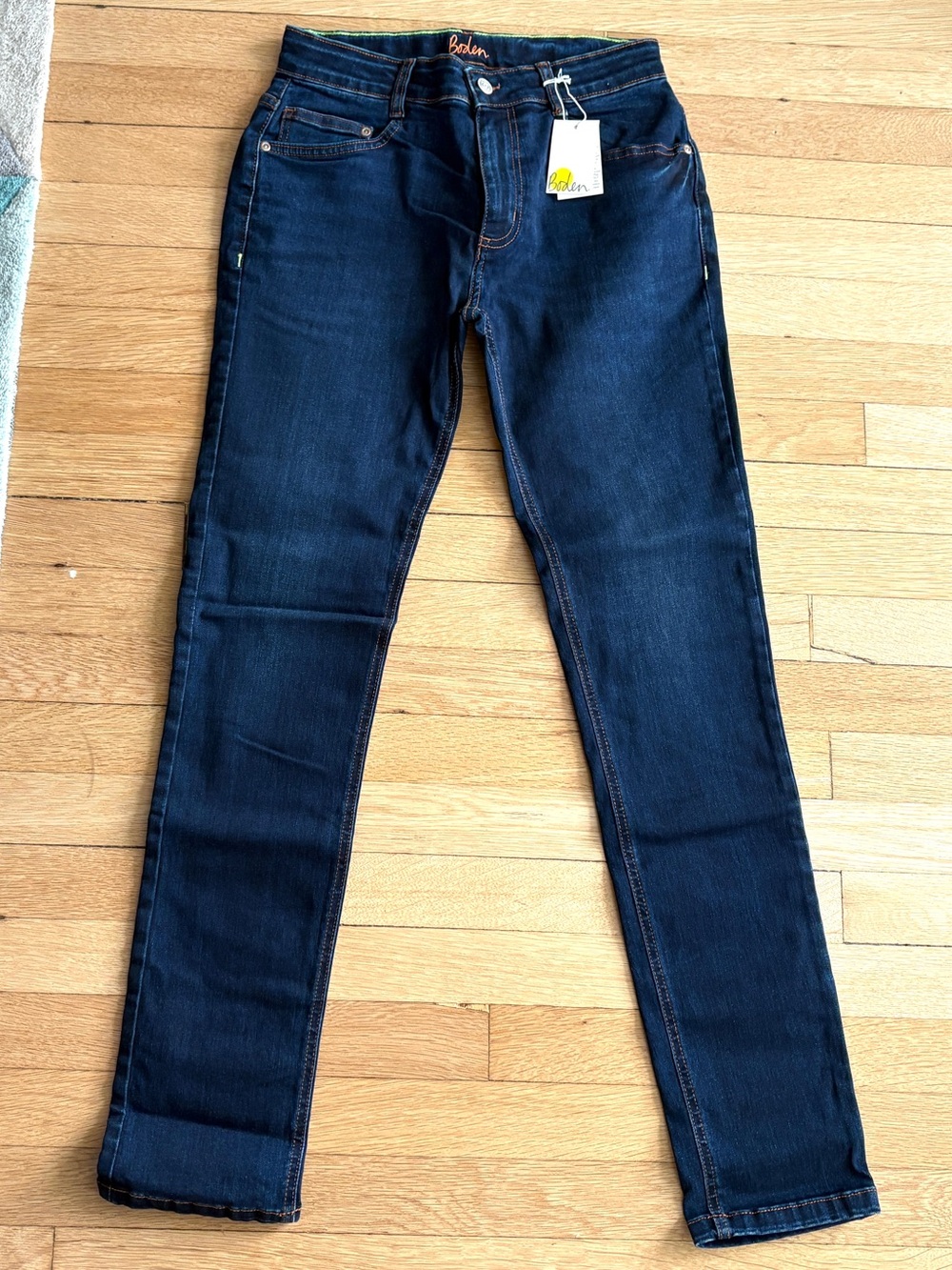 NWT Mini Boden Boys Stretch Straight-Leg Jeans in Dark Blue Wash 13Y